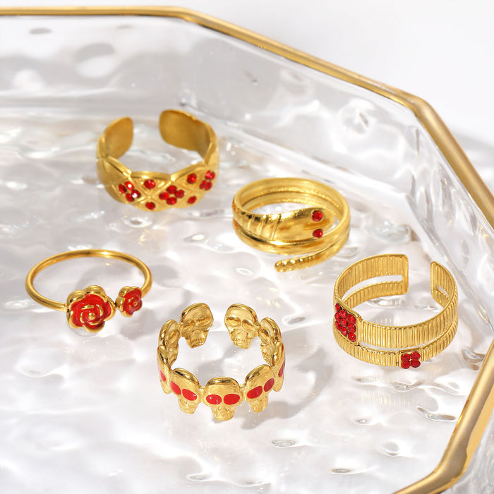 Wholesale Stainless Steel Serpent and Skull Motifs Rings