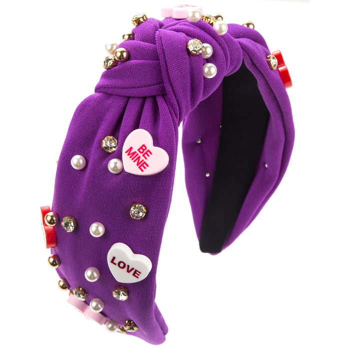 Wholesale Heart-shaped headband with rhinestones and pearls for Valentine' s Day