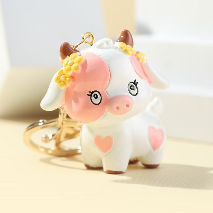 Wholesale Cartoon Cow Resin Keychain JDC-KC-RongRui047