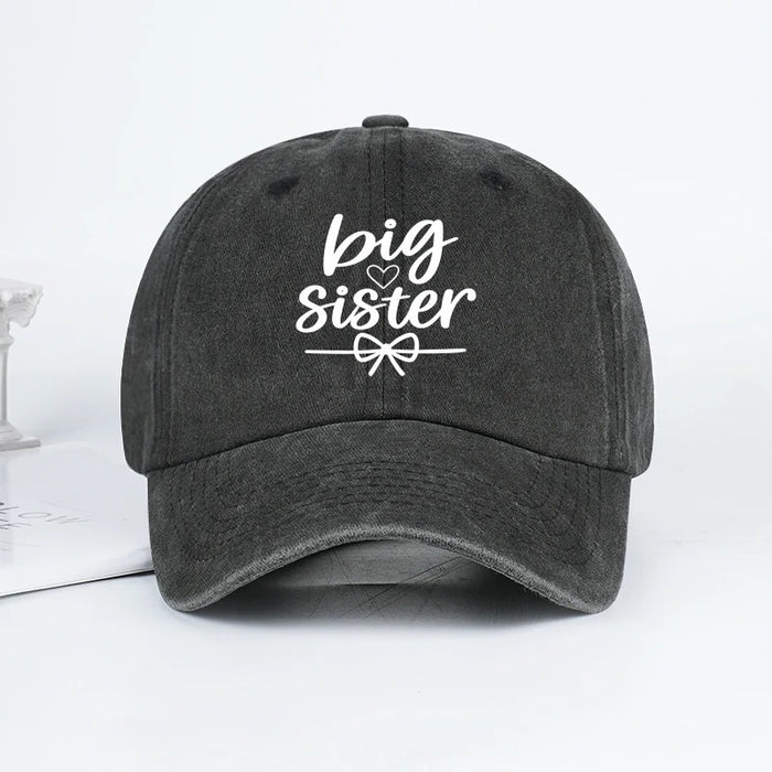 Wholesale Vintage Washed Baseball Cap With Big Sister Letter Print Trendy Adjustable Summer Sun Hat