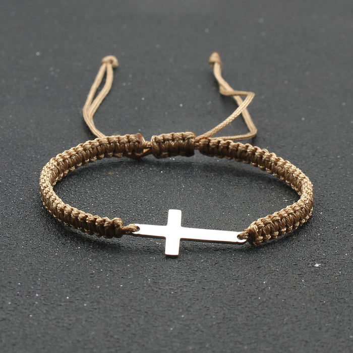 Wholesale Stainless Steel Cross Bracelet Hand Woven Couple Bracelet JDC-BT-SX003