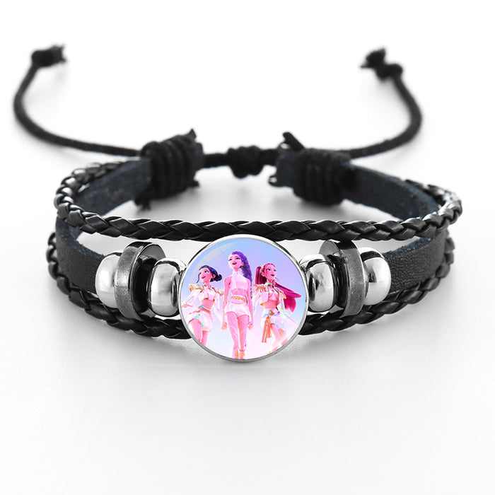 Wholesale KPOP Couple leather braided black bracelet