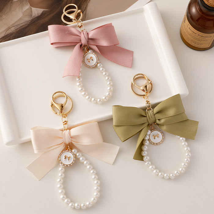 Wholesale Big Bow Tie Pearl Keychain JDC-KC-CH117