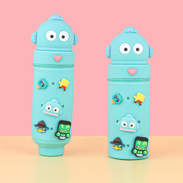 Wholesale Trendy Cartoon Hole Pencil Case Silicone Student Stationery minimum quantity：10