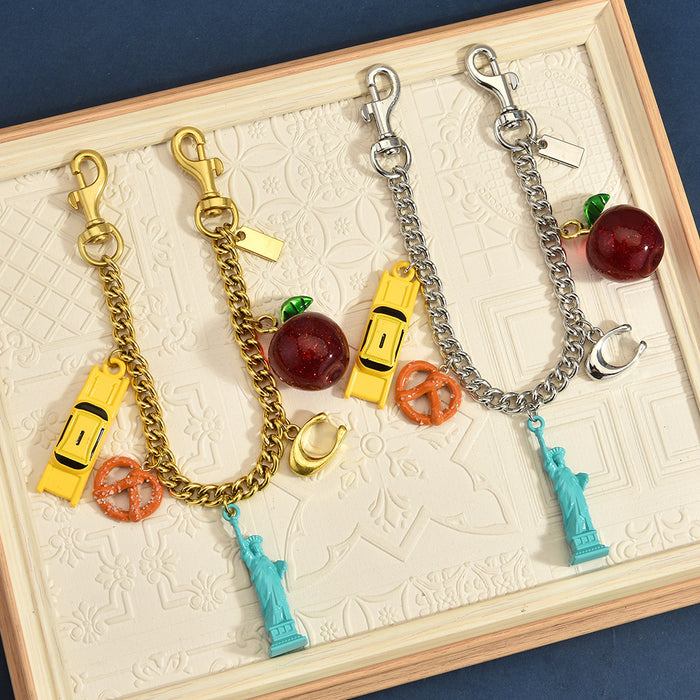 Wholesale 3D Shaped Bag Charm Pendant Chain Alloy Metal Plated Gold Silver Chic Fashion Accessory For Handbags Keychains