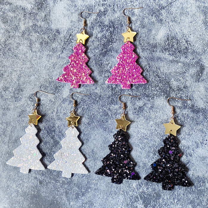 Wholesale Christmas flash earrings Gretel leather acrylic ing earrings