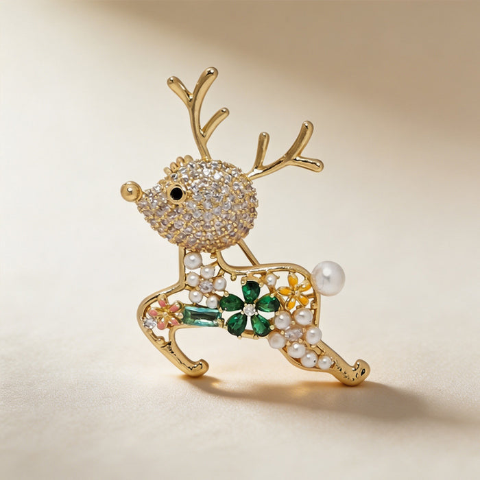 Wholesale Vintage Hollow Out Deer Brooch Alloy With Pearl Flower Accent Stylish Accessory For Suits ves Bags And Bag Charm