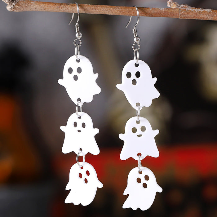 Wholesale  white ghost black bat triple ing pendant earrings acrylic Gothic style earrings
