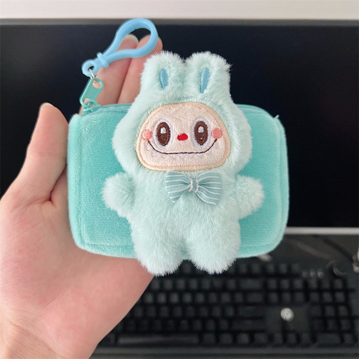 Wholesale Square plush mini wallet that can be hung on a bag