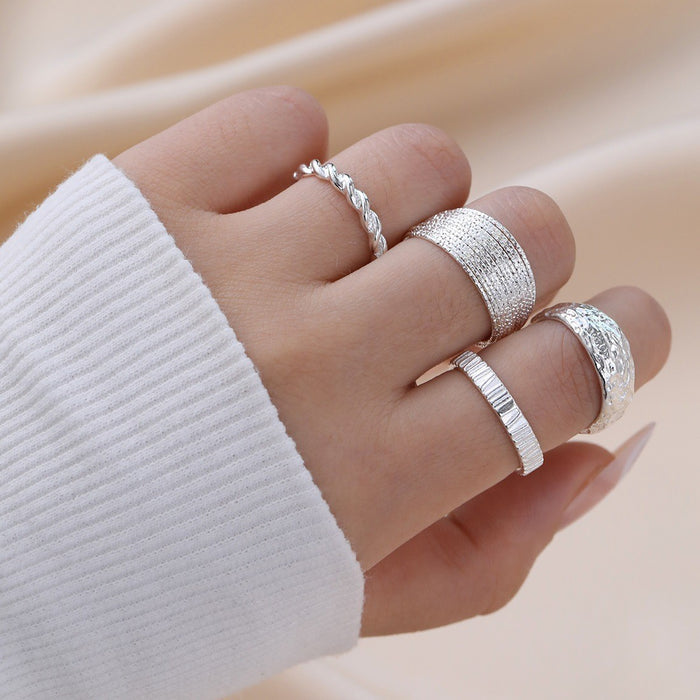 Wholesale Exaggerated lines gold irregular teardrop ring set