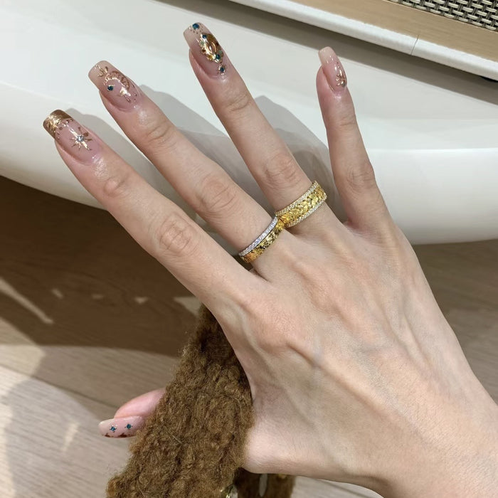 Wholesale Shining Crushed Ice Ring Stacked Diamond Row Ring