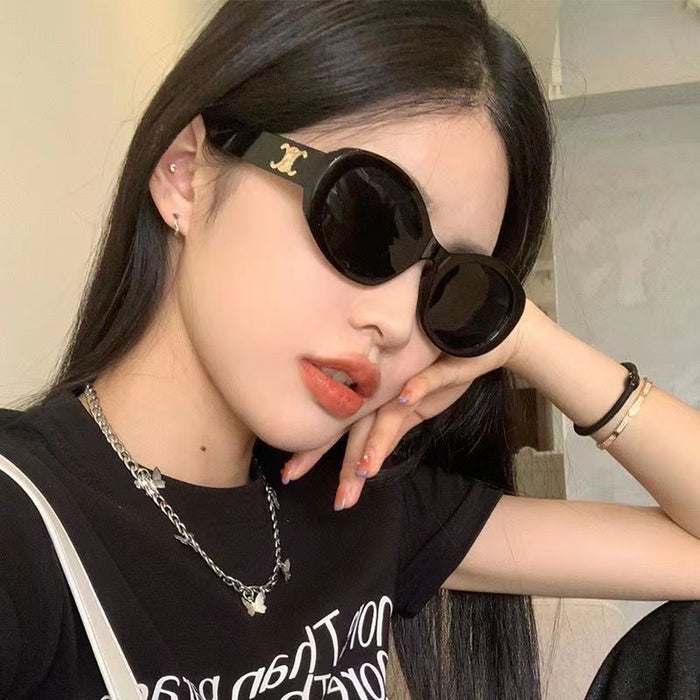 Wholesale Retro Oval Frame Sunglasses Hot Hot Girl Sunglasses Women's