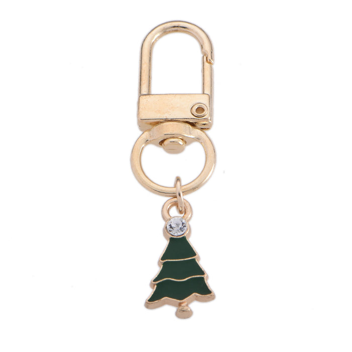 Wholesale Christmas Keychain Christmas Tree Series Keychain Alloy Oil Dripping Decorative Chain Bag Pendant