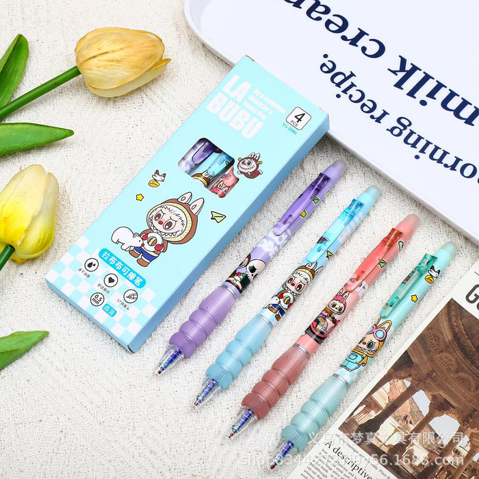 Wholesale 4pcs Erasable pen,  gel pen,  side-press brush pen,  cute cartoon,  student essential pen