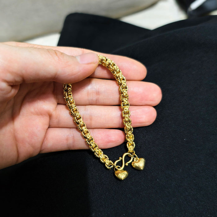 Wholesale Embossed square pearl heart-shaped stainless steel women's bracelet jewelry heart-shaped bracelet beads