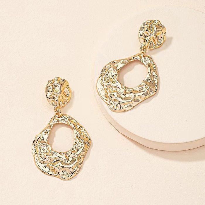 Wholesale popular pleated metal earrings large earrings simple irregular personality