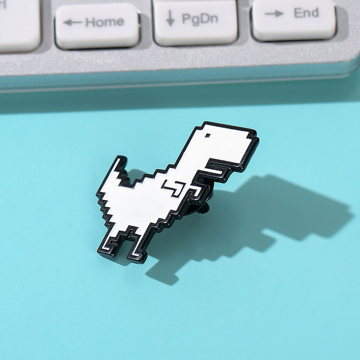 Wholesale Metal Dinosaur Brooch Pin White Art Funny Badge For Bags Clothing Stylish Fashion Accessory For Boutique Resale