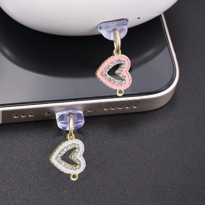 Wholesale Diamond-encrusted heart pendant dust plug portable charm