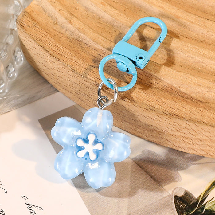 Wholesale Flower Resin Keychain Colorful Translucent Pendant Bag Charm Friend Gift