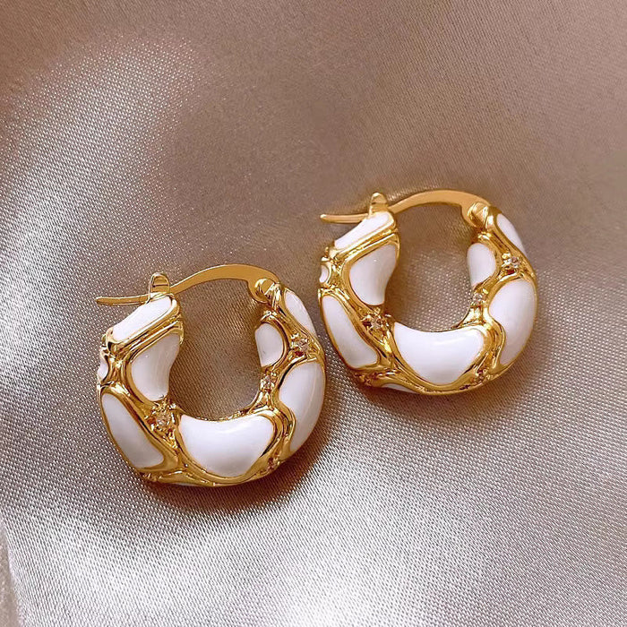Wholesale Leopard print circle earrings, light luxury, high-end feel, drop glaze temperament, ear buckles, enamel earrings, earring accessories wholesale
