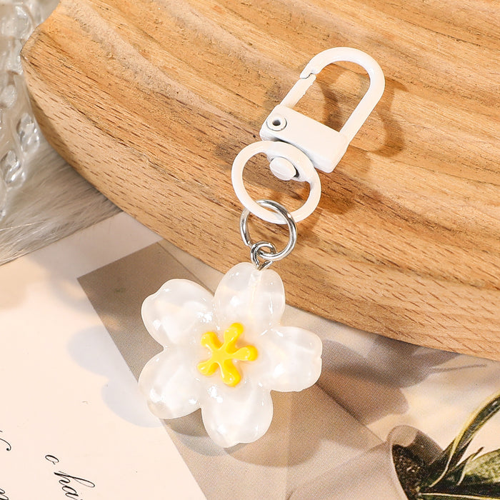 Wholesale Flower Resin Keychain Colorful Translucent Pendant Bag Charm Friend Gift