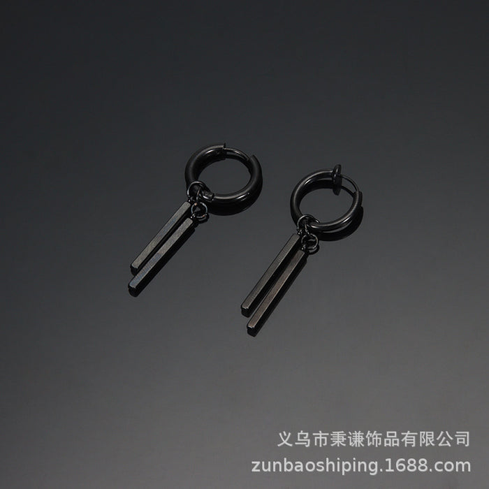 Wholesale Titanium steel earrings with high-end feel, earrings with double sticks, earrings with pendants