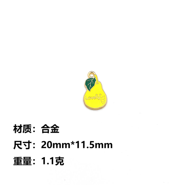 Wholesale 10pcs Cute Cartoon Fruit Letter DIY Alloy Oil Dropping Earrings Pendant Keychain Pendant Hand Rope Jewelry Accessories