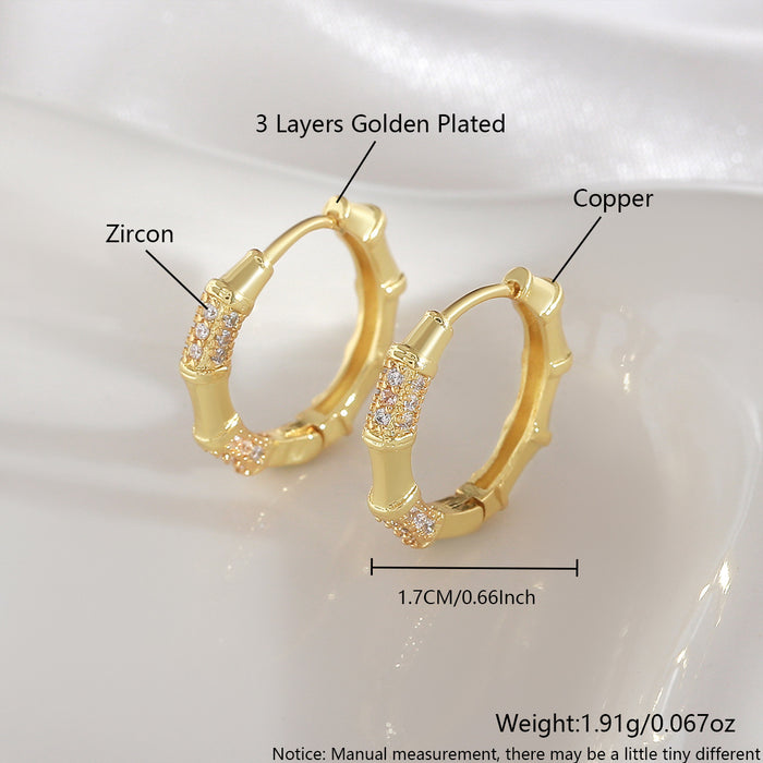 Wholesale New light luxury niche plain ring earrings with diamond studded earrings and versatile temperament earrings