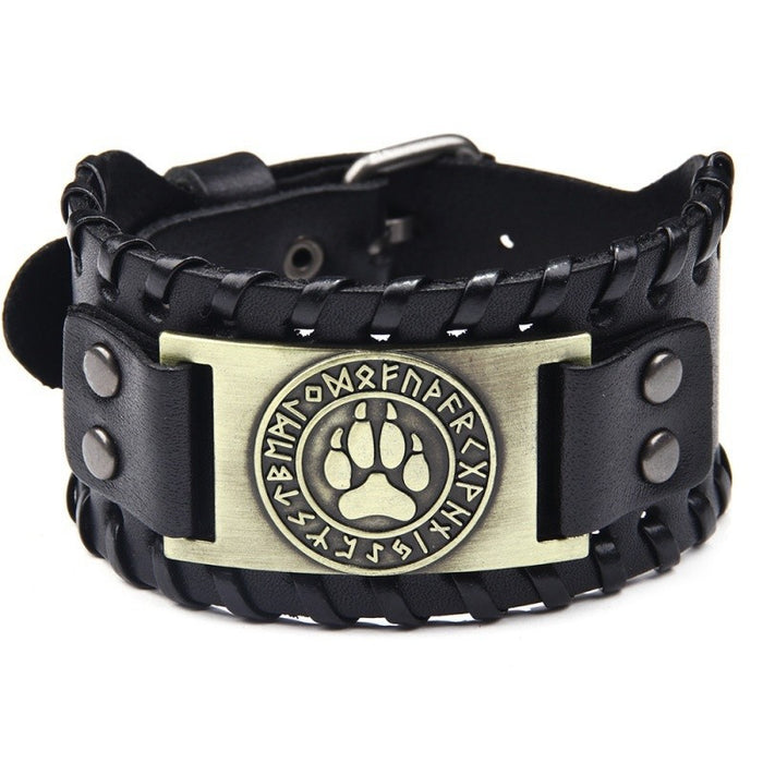 Wholesale Multi-layer Leather Wolf Head Men's Bracelet JDC-BT-FengH002