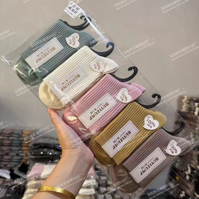 Wholesale Cotton socks for sweat absorption and odor prevention, mid tube socks with double needles and thick socks for warmth, long socks