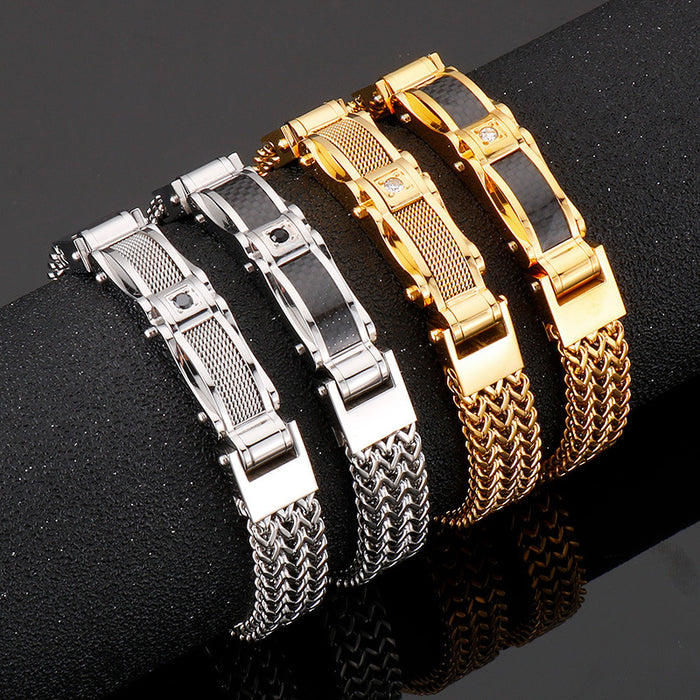 Wholesale Gold Stainless Steel Men's Diamond Bracelet JDC-BT-KaLun004