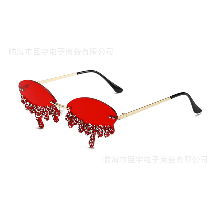 Wholesale Angel tears frameless sunglasses, personalized diamond studded sunglasses