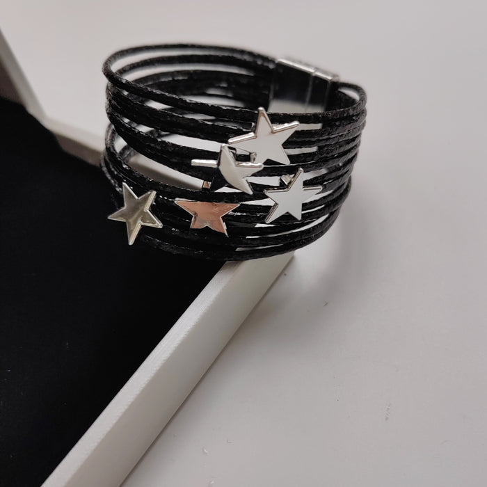 Wholesale Multi layer round bar bracelet, women's fashion bracelet, pentagram accessory, magnetic suction bracelet, wholesale of bracelet