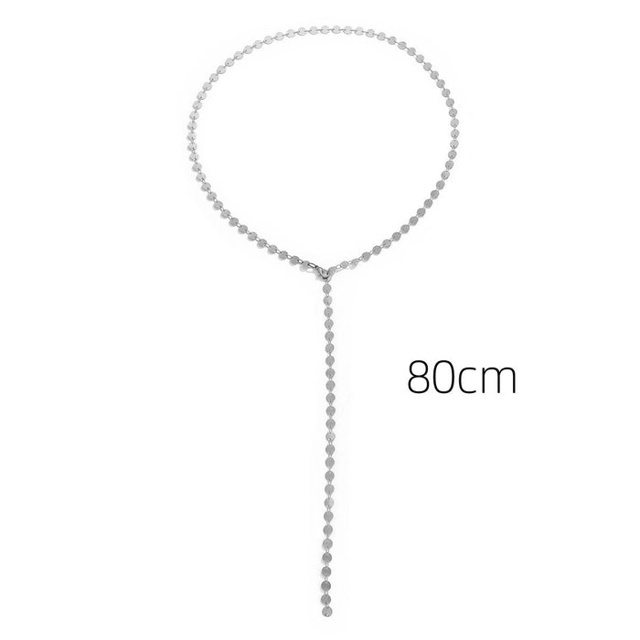 Wholesale Personalized sequin necklace, green crystal collarbone chain, niche design, versatile accessory