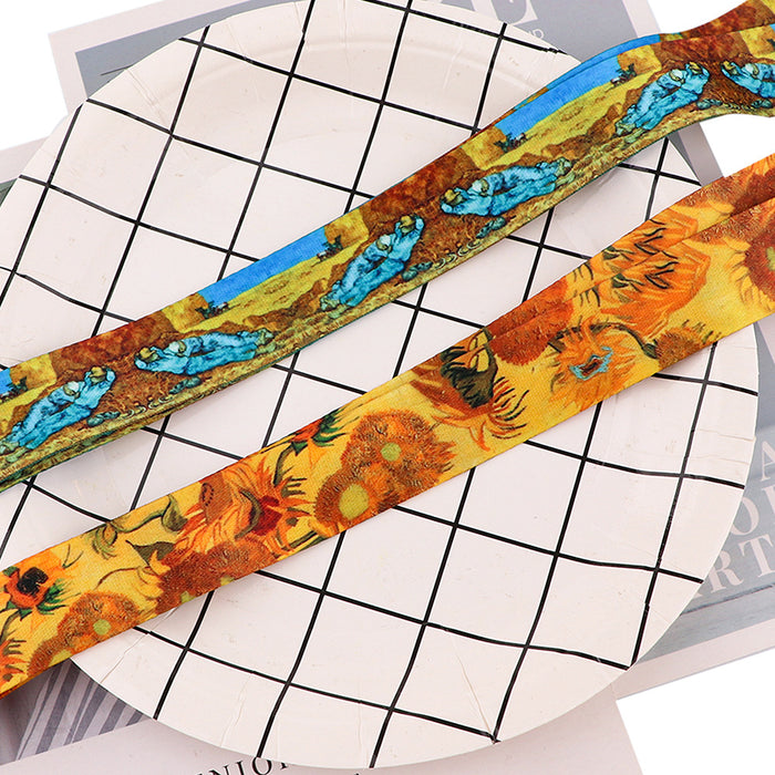 Wholesale Painting series double-sided printed polyester anti-loss neck strap phone lanyard and keychain