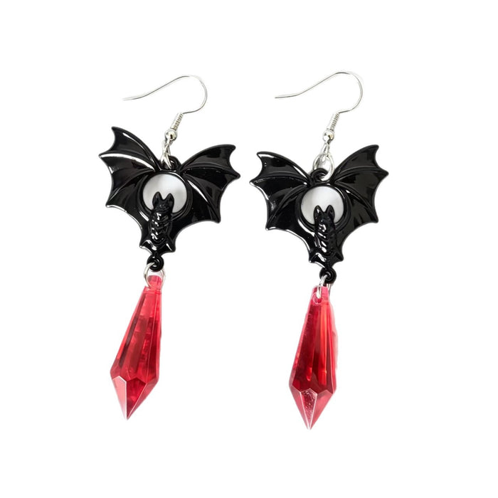 Wholesale Electroplated Zinc Alloy Bat Pendant Earrings Gothic  Retro Contrast Color Design For Women Fashion Party Jewelry