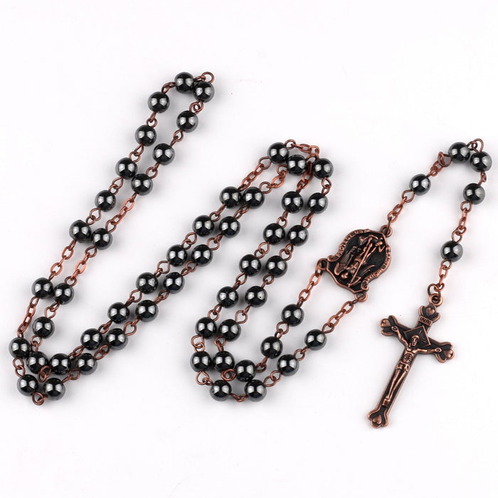 Wholesale   Retro Cross Necklace Trendy  Jewelry Black Gallstone Cross Pendant Ballpoint Chain