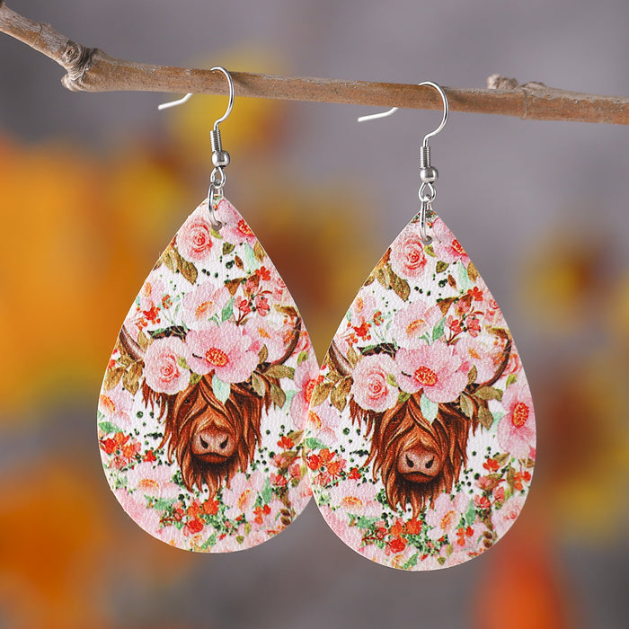 Wholesale PU Double Sided Water Drop Earrings JDC-ES-ChuLian017