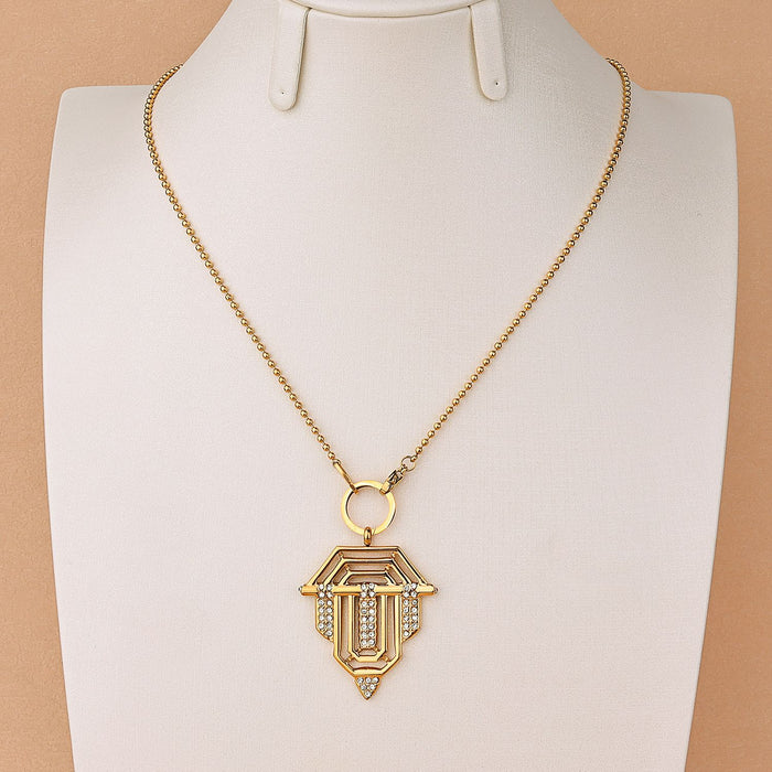 Wholesale Türkiye zircon inlaid shield love pendant fashionable and versatile design star collar chain jewelry