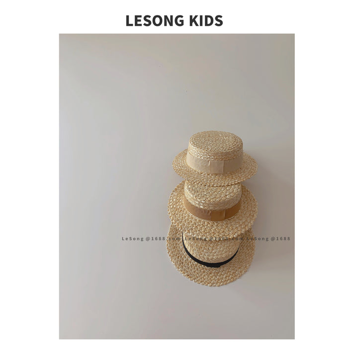 Wholesale Children's Straw Hat Sun Hat Sunscreen Hat Flat Top Hat Fisherman Hat