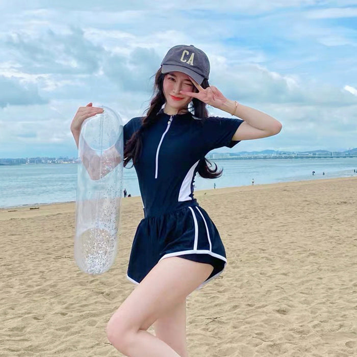 Wholesale Swimsuit women's one-piece sports  version of simple casual conservative slim flesh covering belly hot spring swimsuit professional