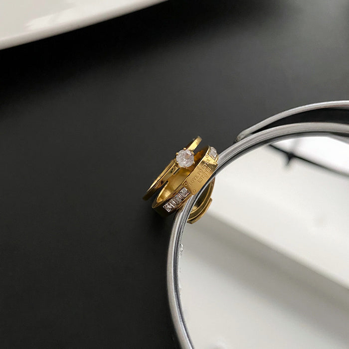 Wholesale titanium steel double-layer adjustable ring