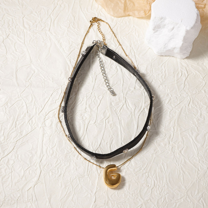 Wholesale Western Denim Style Personalized Trend Pendant Two-piece Necklace