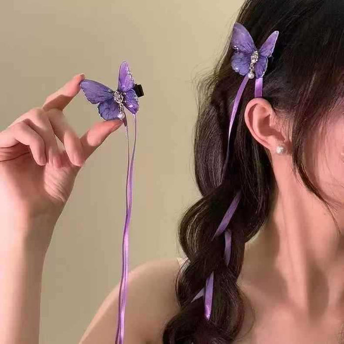 Wholesale New butterfly retro hair clip with exquisite and high-end tassel hair accessories