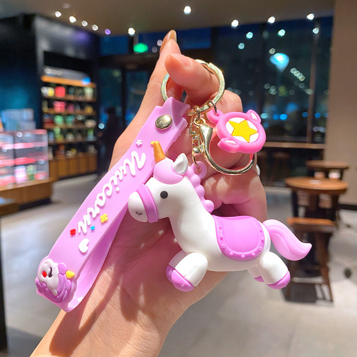 Wholesale Metal Rainbow Unicorn Pony Keychain Stylish Bag Charm For Students Great Gift For Everyday Use