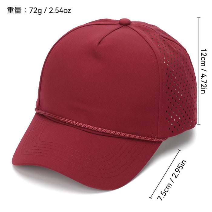 Wholesale White Quick-Dry Baseball Cap with Strap - Breathable Perforated Sun Protection Hat for Summer Outdoor Activities