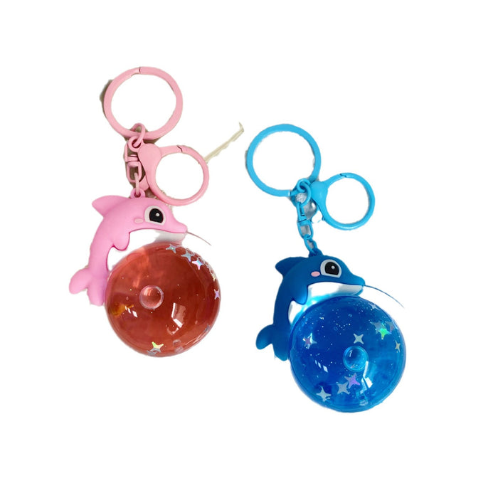Wholesale Creative Dolphin Liquid Keychain Cartoon Marine Animal Accessories Pendant Student Bag Hanger