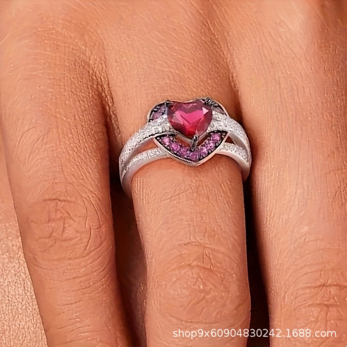 Wholesale New Handmade Ladies Ruby Fashion Two tone Diamond Environmental Protection Ring Jewelry