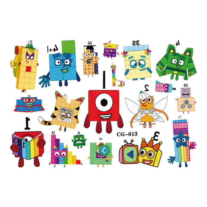 Wholesale Digital Building Blocks Tattoo Decorative Stickers