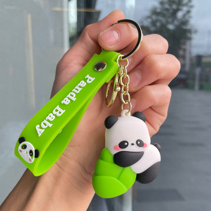 Wholesale Cartoon Bamboo Panda Keychain Bag Pendant Car Keychain Cute Doll Couple Small Gift Wholesale
